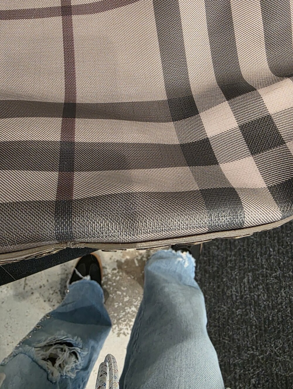 Burberry Beige and Gray Plaid Shoulder Bag with Stud Trim - Picture 16 of 17
